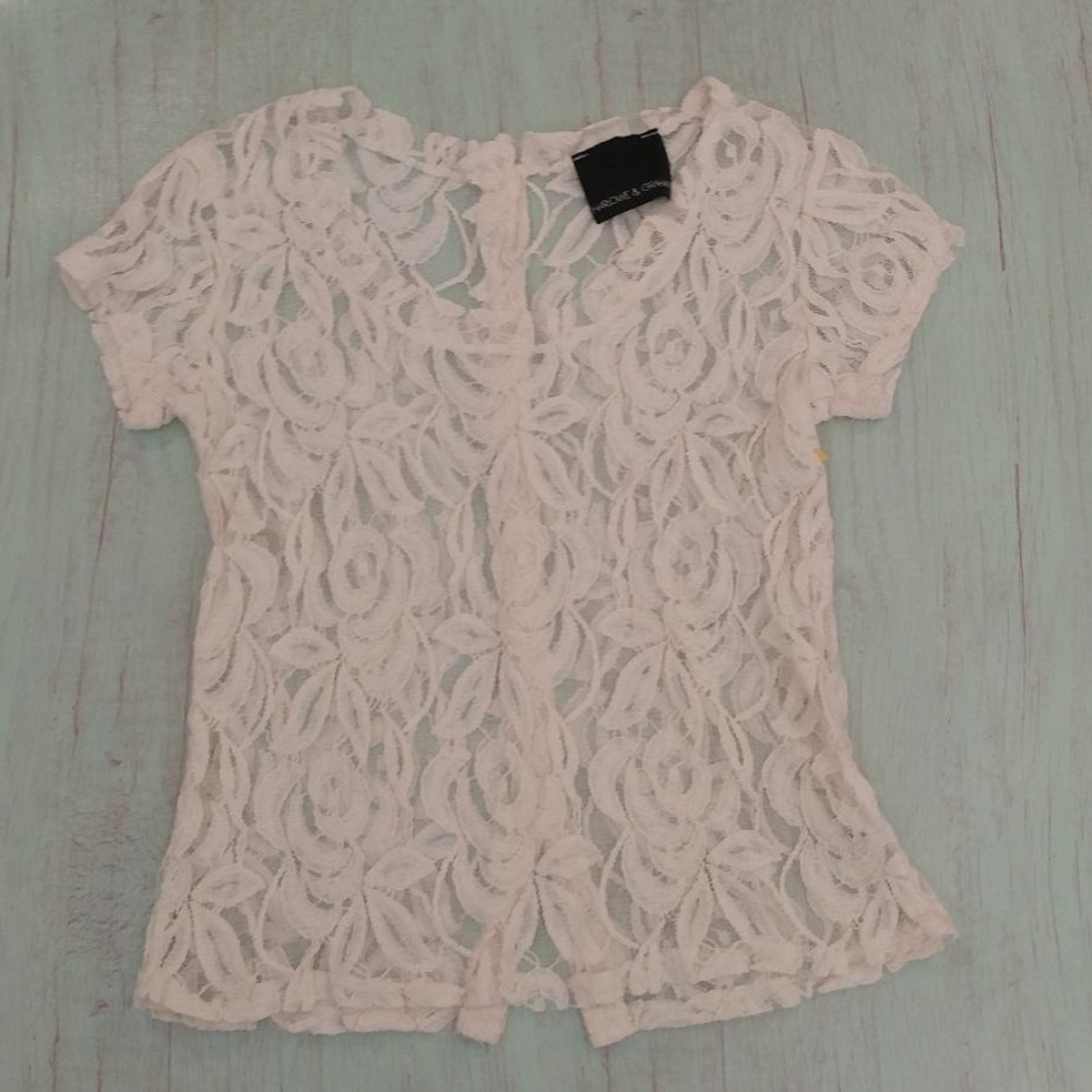 Harlowe & Graham Lace Short Sleeve Top - Misses Size Small